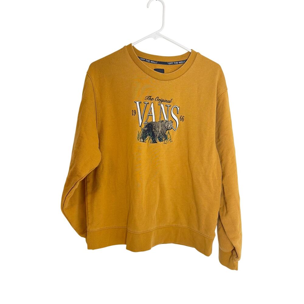Vans Mens Size L Mustard Yellow Graphic Crewneck Sweatshirt Pullover